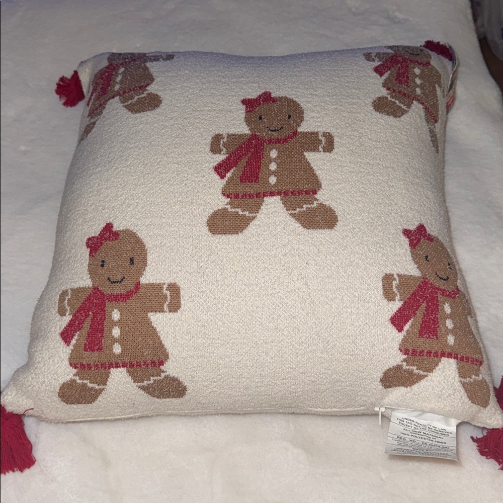 Novogratz Holiday Christmas Gingerbread Pillow  NEW!